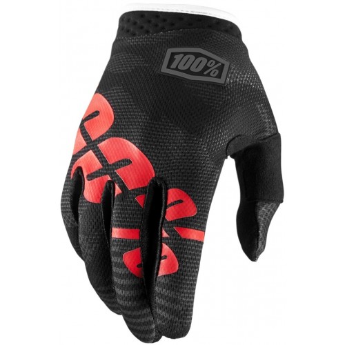 100% iTrack Black Camo Молодежные мотокросс перчатки