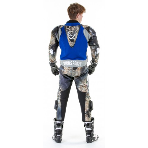 Virus Power Alien Denim синяя подушка безопасности 1-Piece Мотоцикл Текстиль костюм